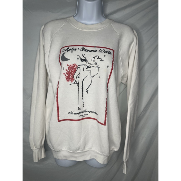 Alpha Gamma Delta Moonlight Masquerade Pledge Dance Sweatshirt Vintage 1989 - Picture 1 of 12